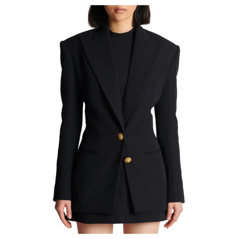 2-button cinched-waist jacket