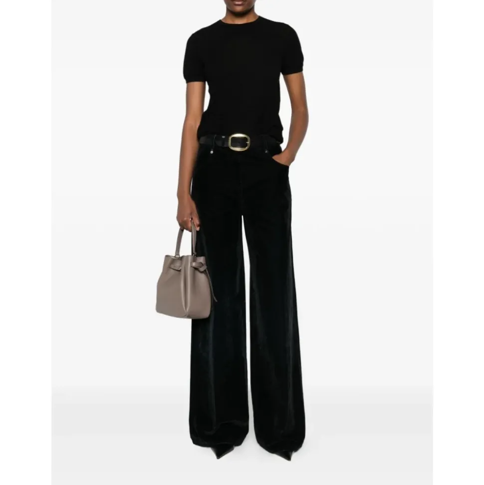 Cashmere Short Sleeve Round Neck Fine Knit