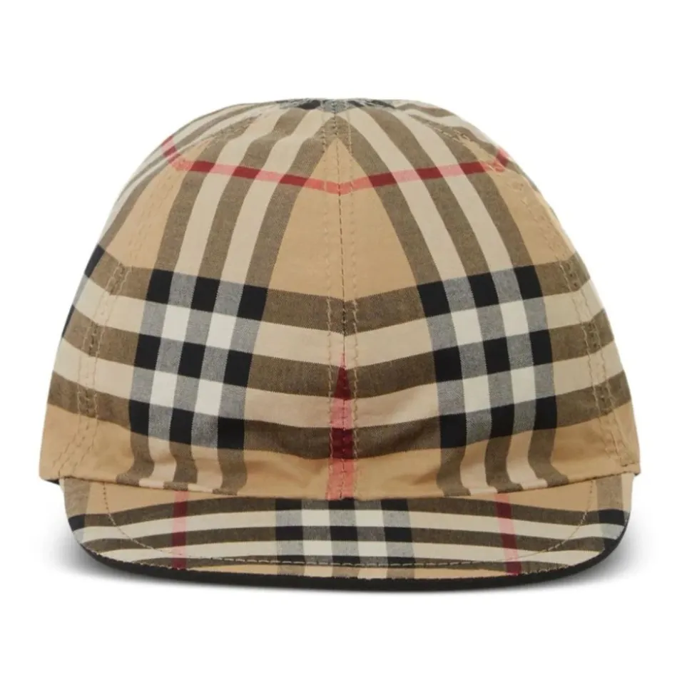 Casquette en coton réversible à carreaux vintage