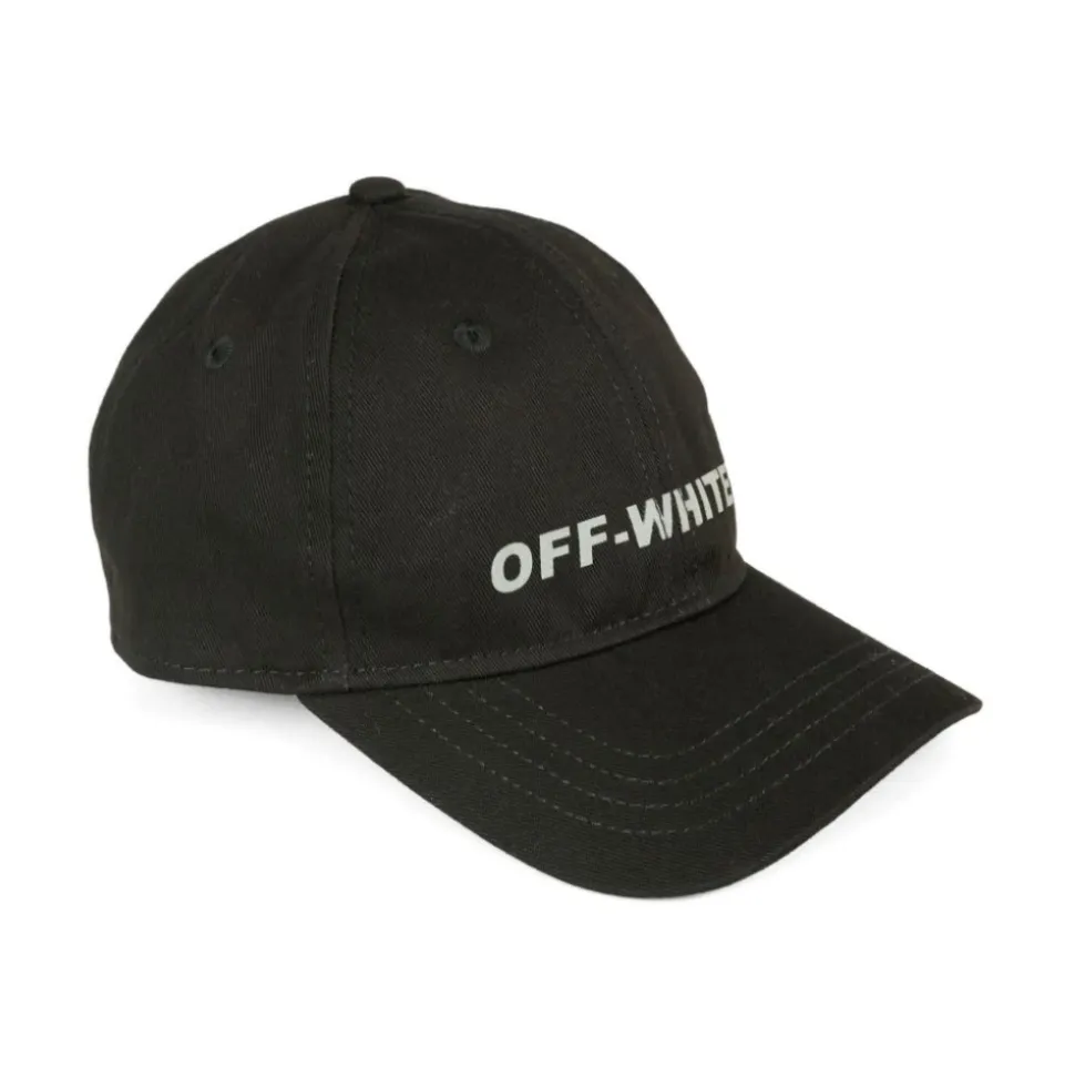 Casquette Noire en Coton avec Logo Brodé