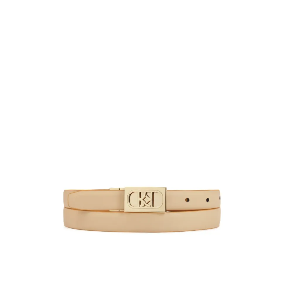 Ceinture beige et marron double face avec boucle complète