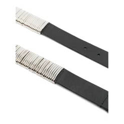 Ceinture Décontractée en Cuir Noir avec Boucles Métalliques