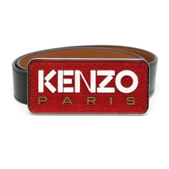 Ceinture en cuir avec plaque logo