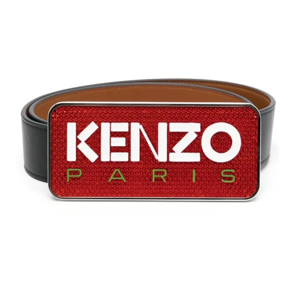 Ceinture en cuir avec plaque logo