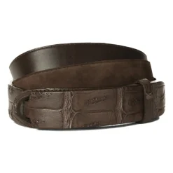 Ceinture en Cuir de Crocodile Marron
