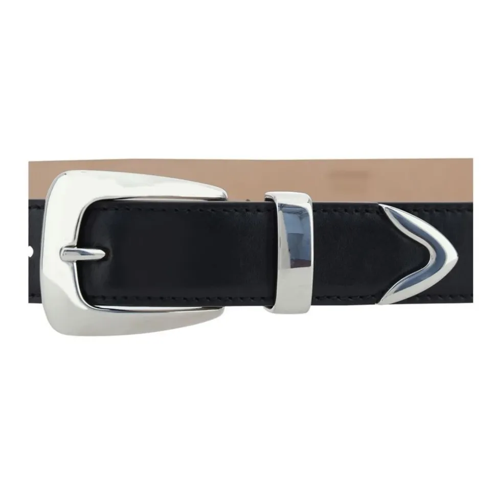 Ceinture en Cuir de Veau avec Boucle Métallique Rectangulaire