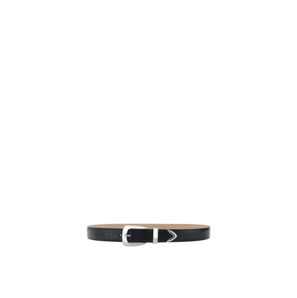 Ceinture en Cuir de Veau avec Boucle Métallique Rectangulaire