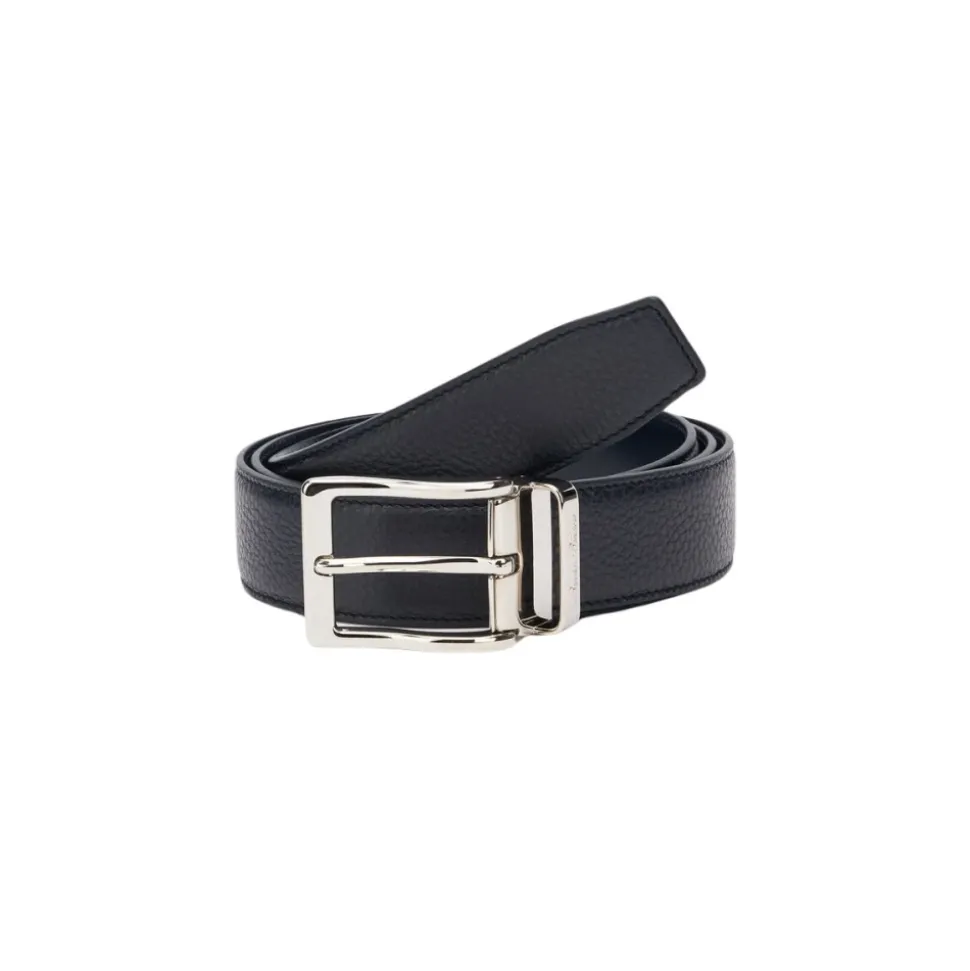 Ceinture en cuir grainé bleu marine