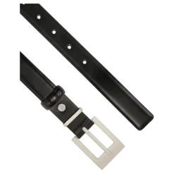Ceinture en cuir noir avec boucle argentée