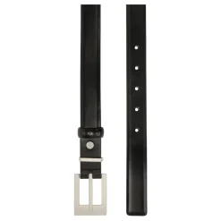 Ceinture en cuir noir avec boucle argentée