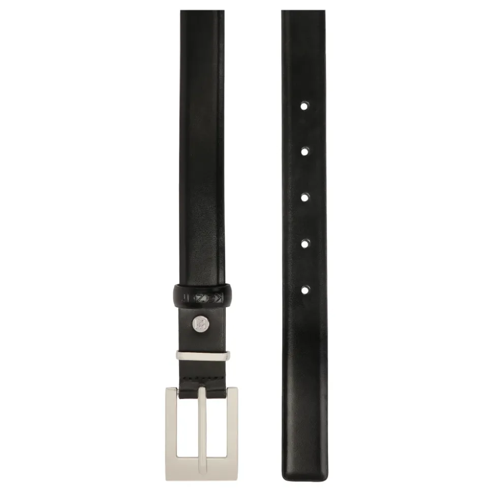Ceinture en cuir noir avec boucle argentée