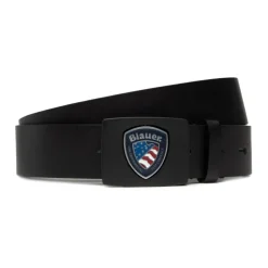 Ceinture en cuir noir avec boucle logo