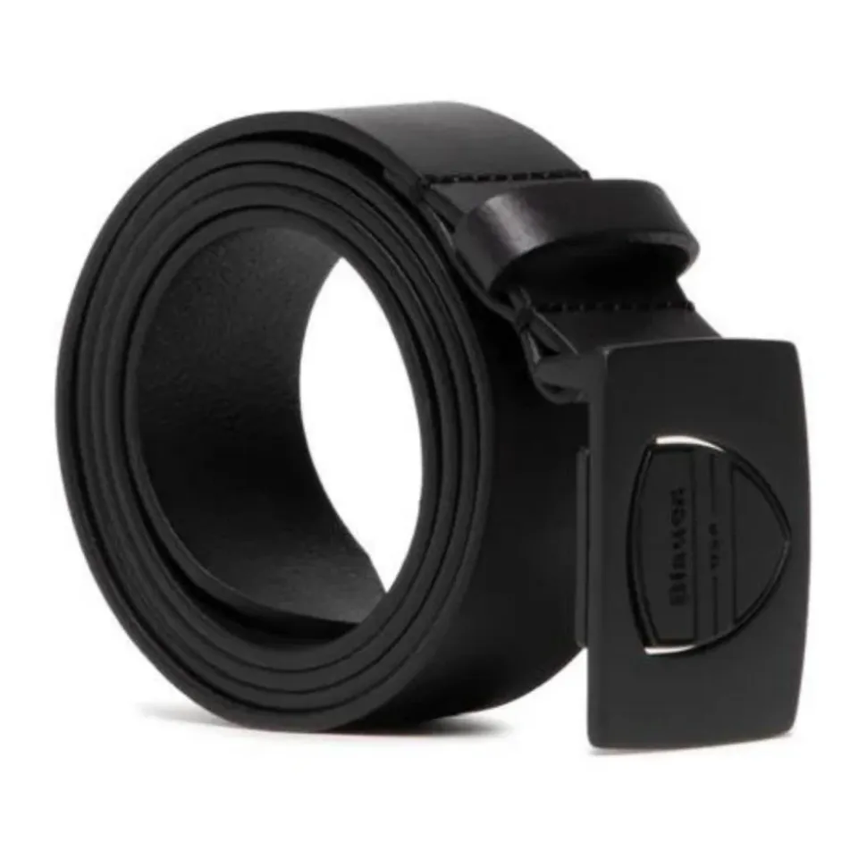 Ceinture en cuir noir avec boucle logo
