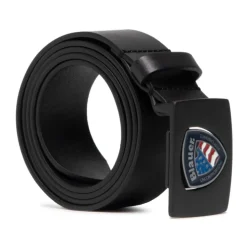 Ceinture en cuir noir avec boucle logo