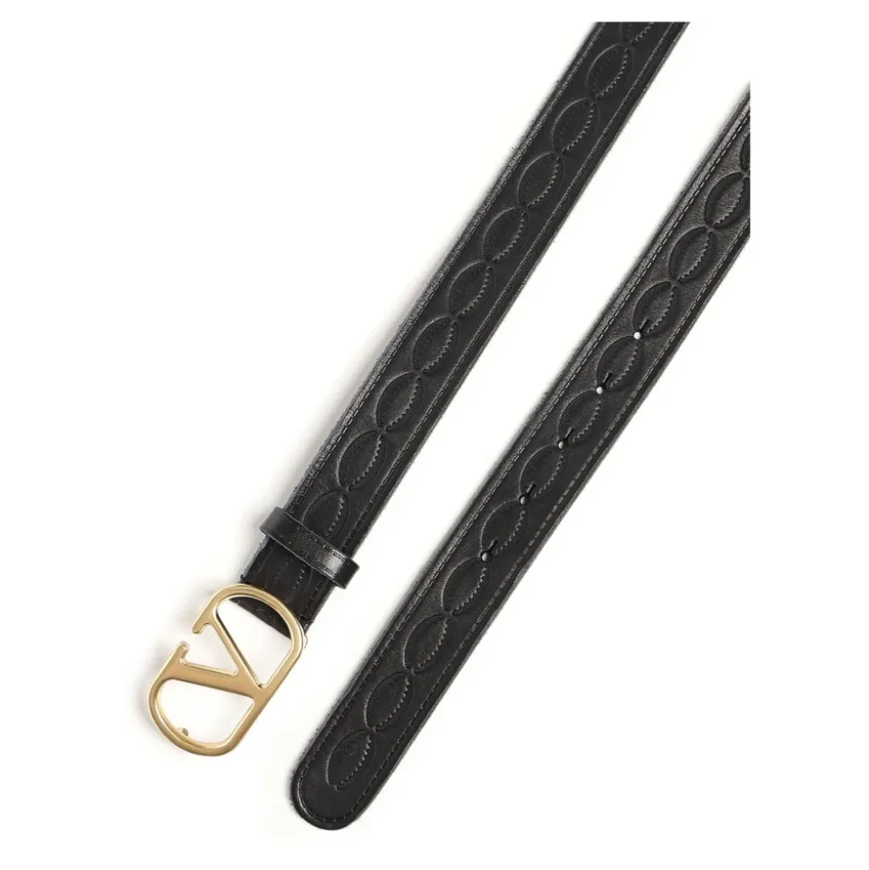 Ceinture en cuir noir avec Vlogo Signature