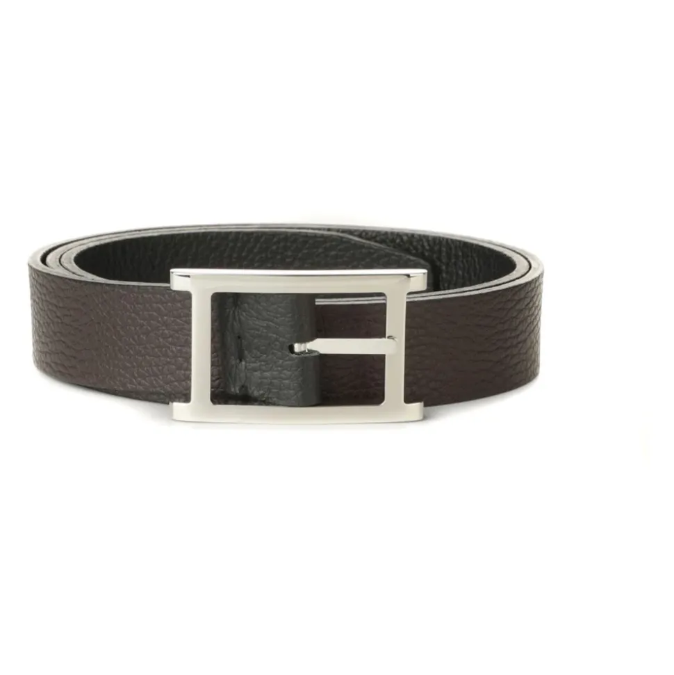 Ceinture en Cuir Réversible Noire pour Homme
