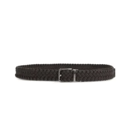 Ceinture en cuir tressé Boucle argentée