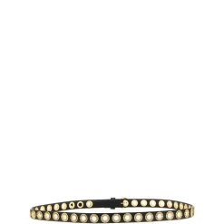 Ceinture en tissu effet cuir avec clous et cristaux
