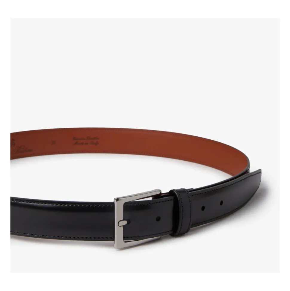 Ceinture habillée en cuir à boucle argentée