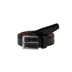 Ceinture habillée en cuir à boucle argentée