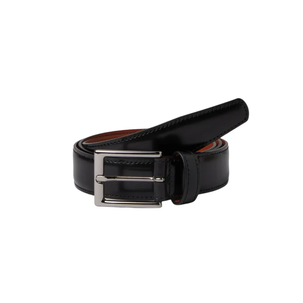 Ceinture habillée en cuir à boucle argentée