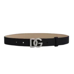 Ceinture Logo en Toile et Cuir de Veau
