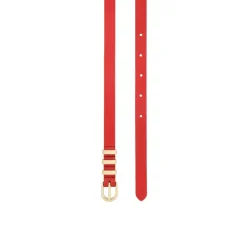Ceinture rouge étroite avec boucles métalliques