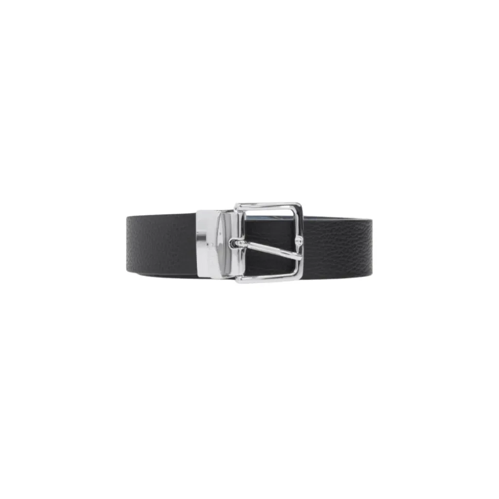 Ceinture Réversible en Cuir avec Boucle en Émail