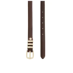 Ceinture étroite en cuir lisse de couleur marron foncé