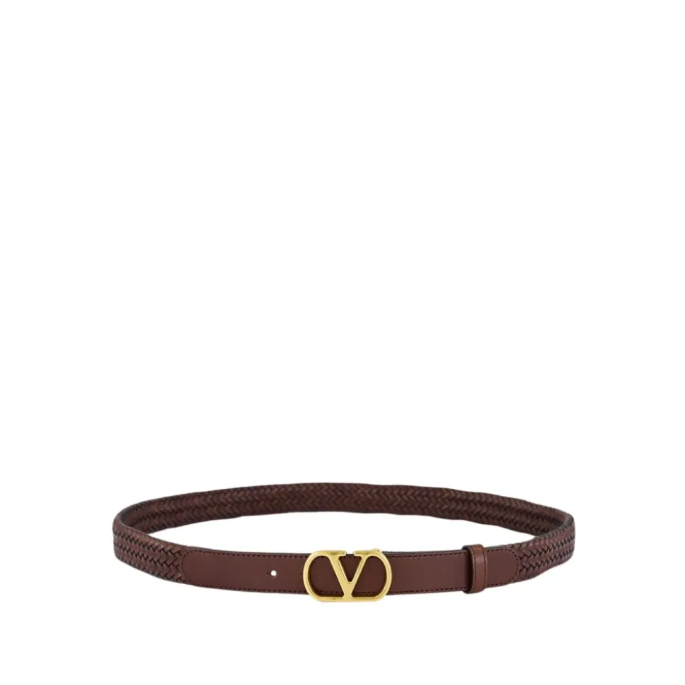 Ceinture VLogo en Cuir Tressé