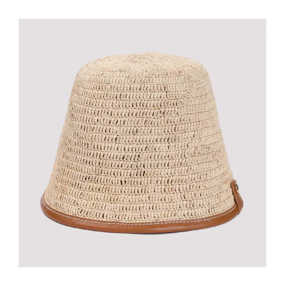 Chapeau Bob en Cuir Marron avec Visière