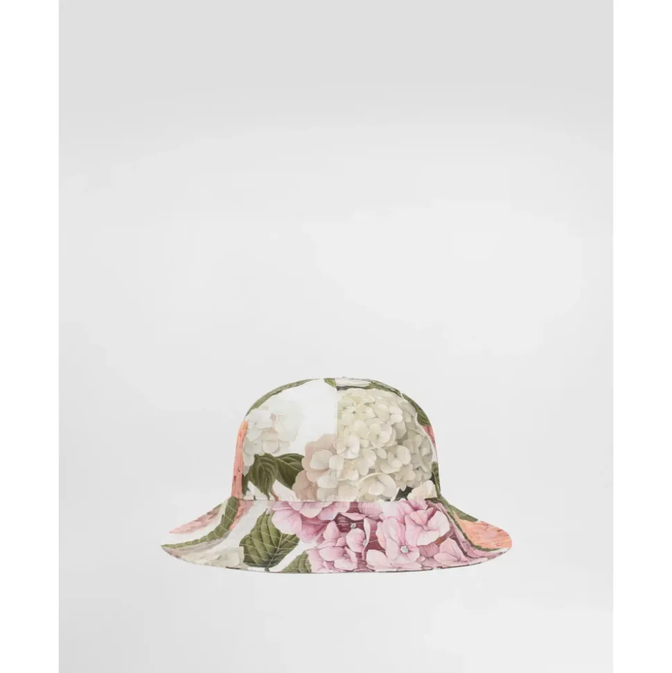 Chapeau en popeline à imprimé Hortensia