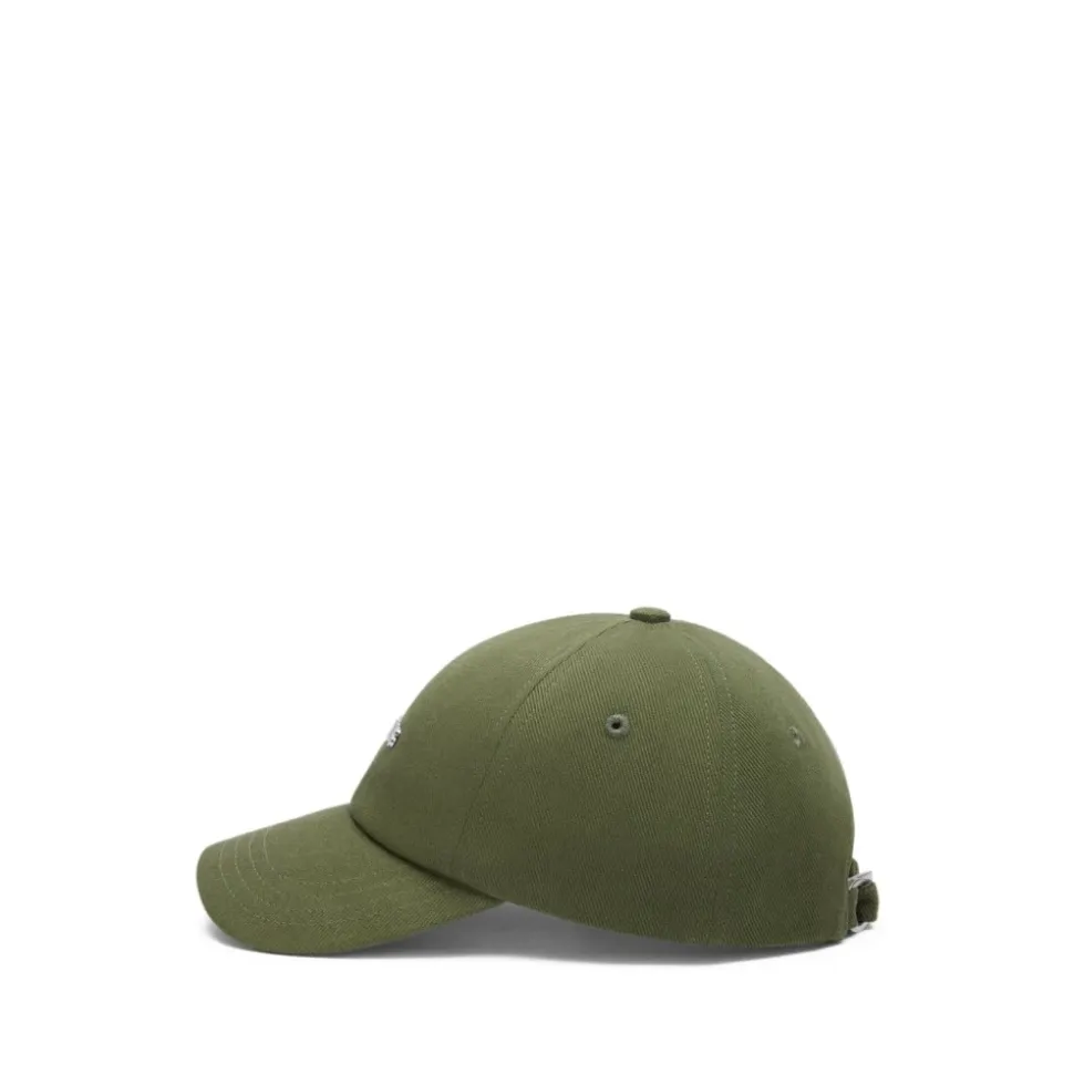 Chapeau Vert avec Logo-Plaque et Visière Courbée
