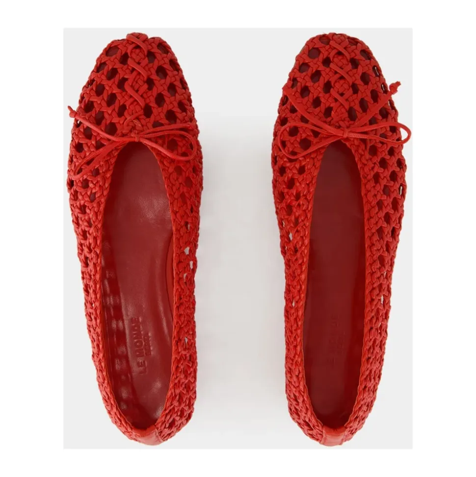 Chausson en Cuir Tissé Cramoisi