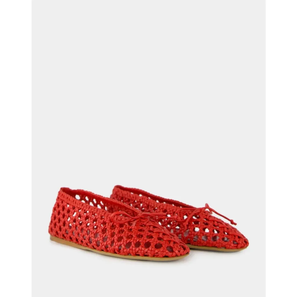 Chausson en Cuir Tissé Cramoisi