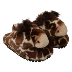 Chaussons Slides Marron Motif Girafe
