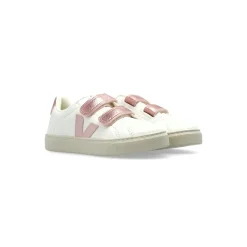 Chaussures Blanches à Bride Touch-Strap et Semelle Plate en Caoutchouc
