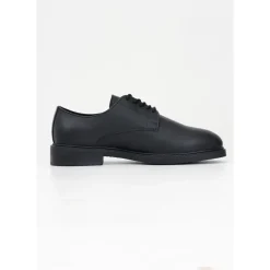 Chaussures plates noires en cuir derby fait main
