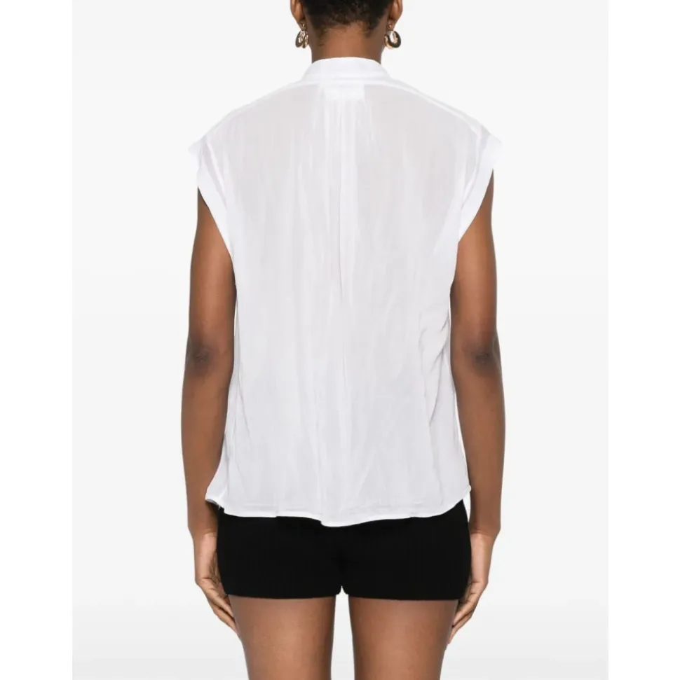 Chemise blanche boutonnée avec détails froncés