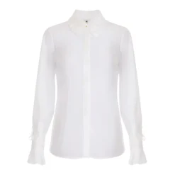 Chemise en georgette brodée de fleurs