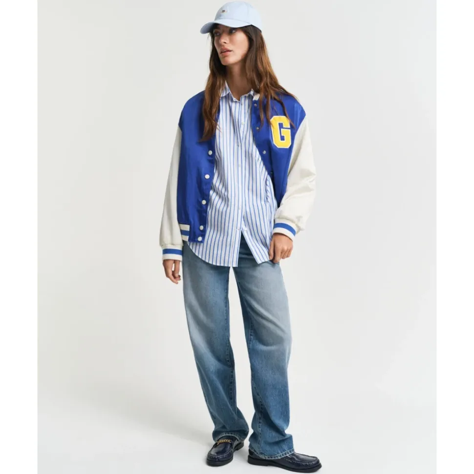 Chemise en popeline rayée coupe décontractée