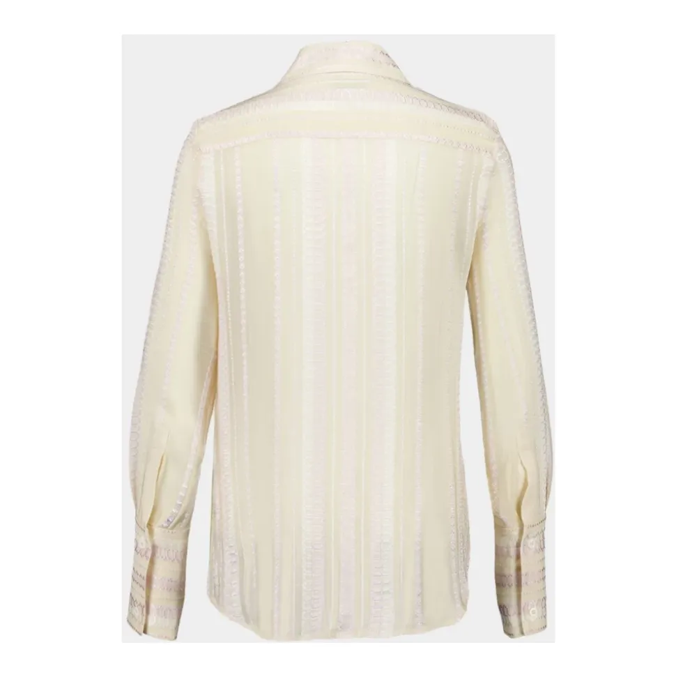 Chemise en Soie Texturée Crème