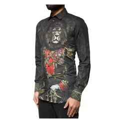 Chemise Habillée Ornée d`un Portrait Royal d`Animal de Compagnie Doré