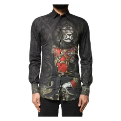 Chemise Habillée Ornée d`un Portrait Royal d`Animal de Compagnie Doré