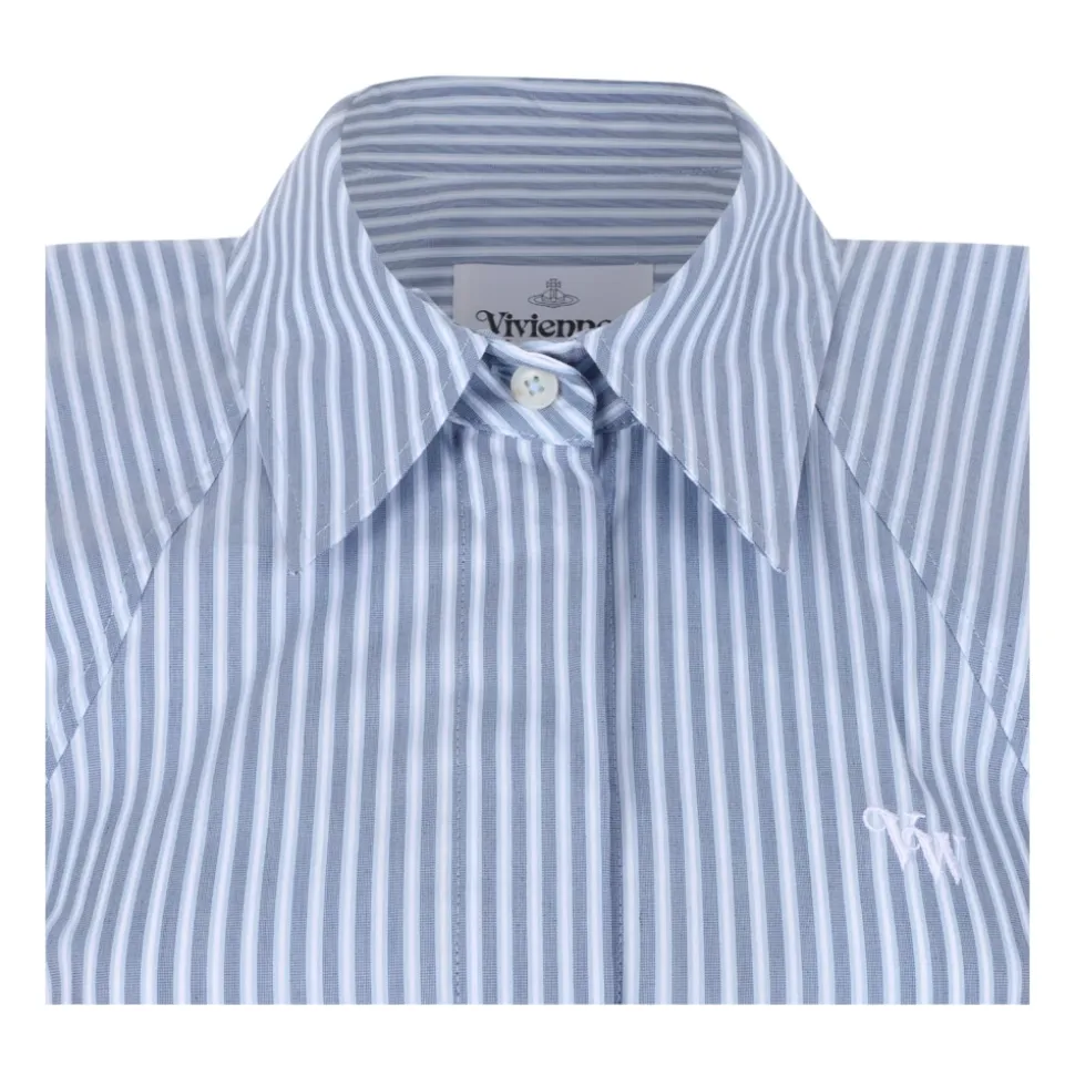 Chemise à Manches Courtes Drapée Rayée