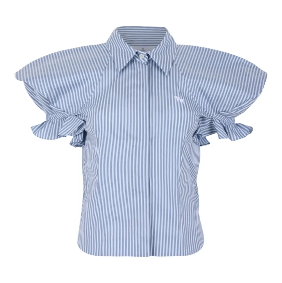Chemise à Manches Courtes Drapée Rayée