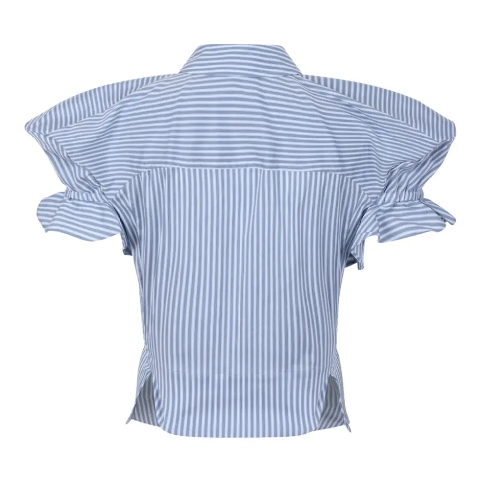 Chemise à Manches Courtes Drapée Rayée