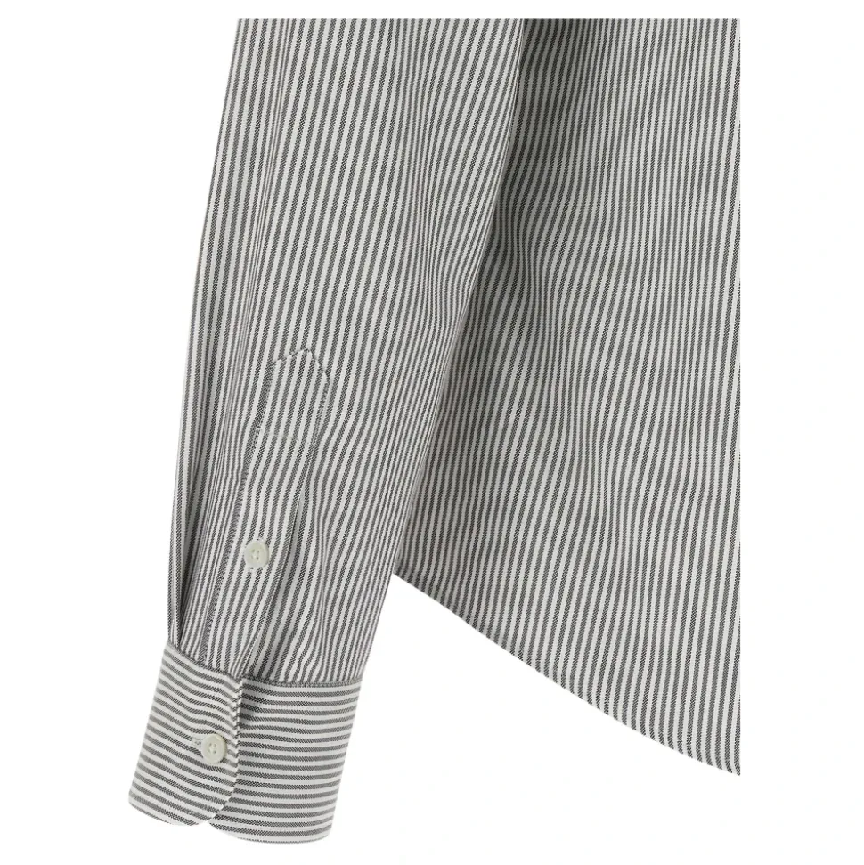 Chemise Oxford Classique Ami De Coeur à Rayures en Coton Boutonnée
