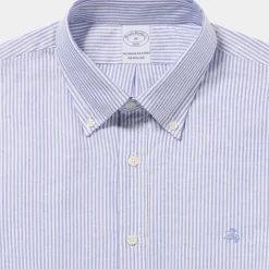 Chemise Oxford rayée à coupe classique avec col boutonné