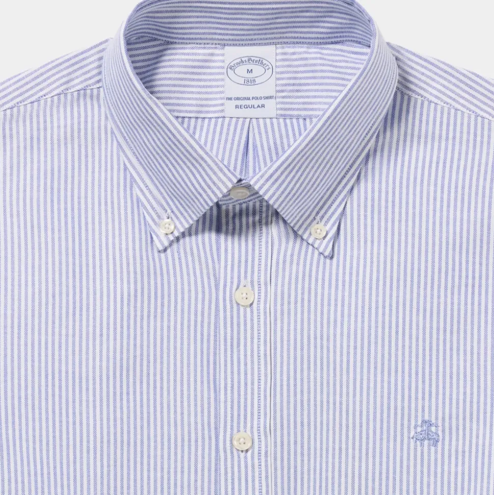 Chemise Oxford rayée à coupe classique avec col boutonné